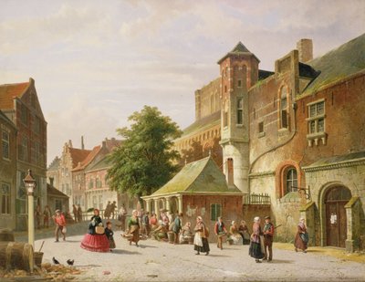 Scena uliczna w Amsterdamie autorstwa Adrianus Eversen